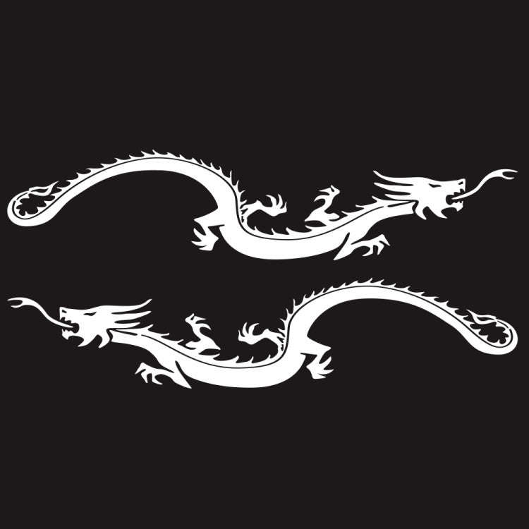 2 PCS/Set D-965 Dragon Pattern Car Modified Decorative Sticker(White)
