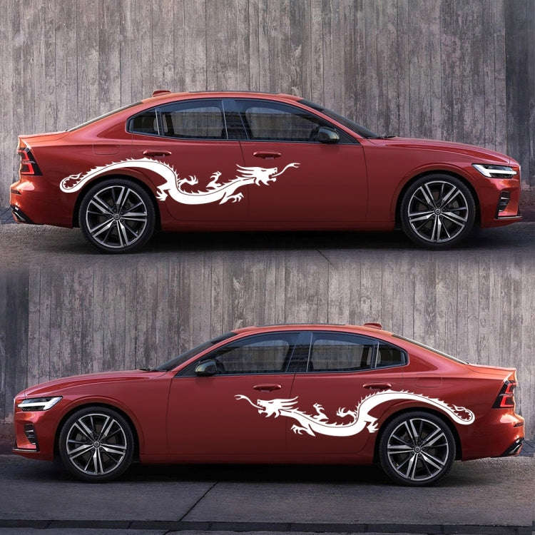 2 PCS/Set D-965 Dragon Pattern Car Modified Decorative Sticker(White)
