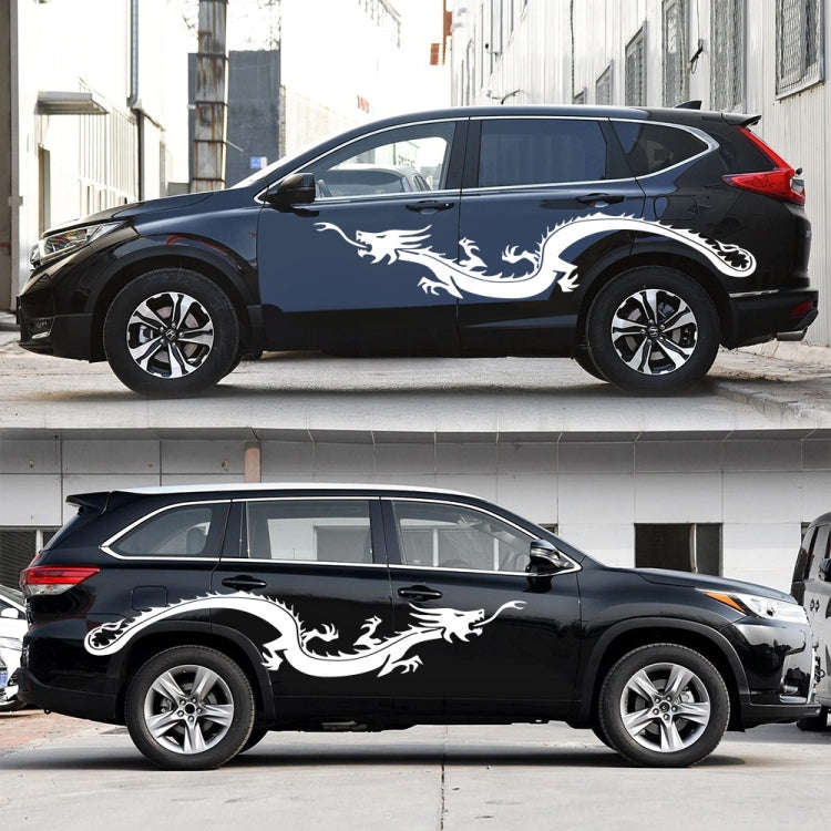 2 PCS/Set D-965 Dragon Pattern Car Modified Decorative Sticker(White)