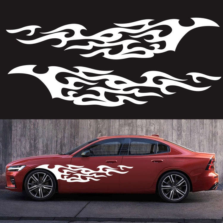 2 PCS/Set D-969 Flame Pattern Car Modified Decorative Sticker(White)