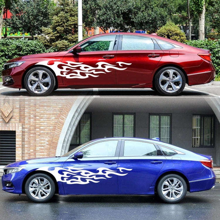 2 PCS/Set D-969 Flame Pattern Car Modified Decorative Sticker(White)