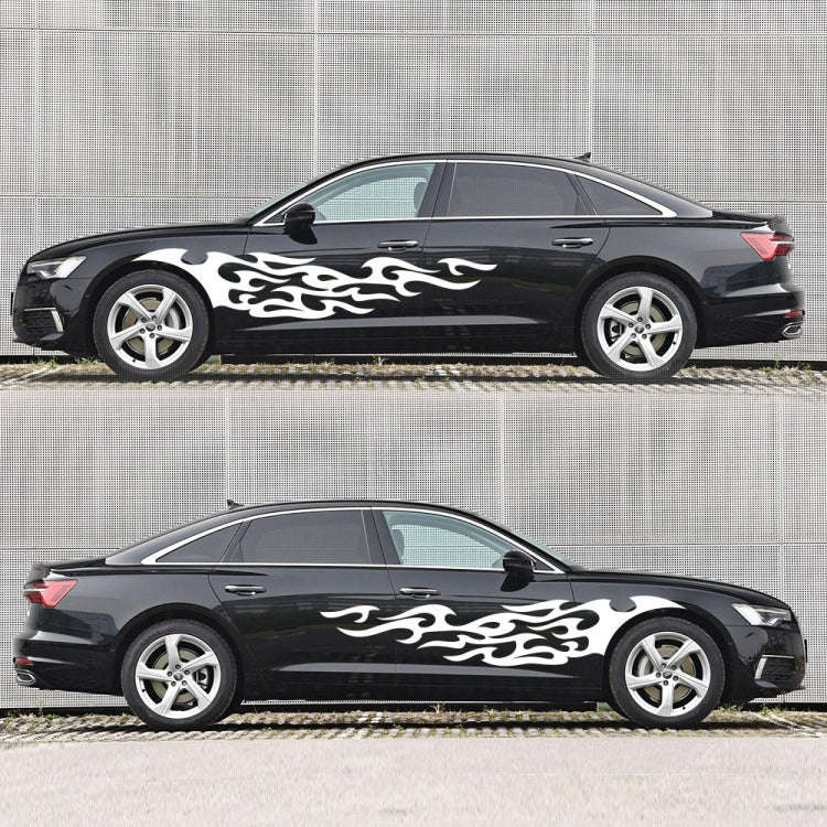 2 PCS/Set D-969 Flame Pattern Car Modified Decorative Sticker(White)