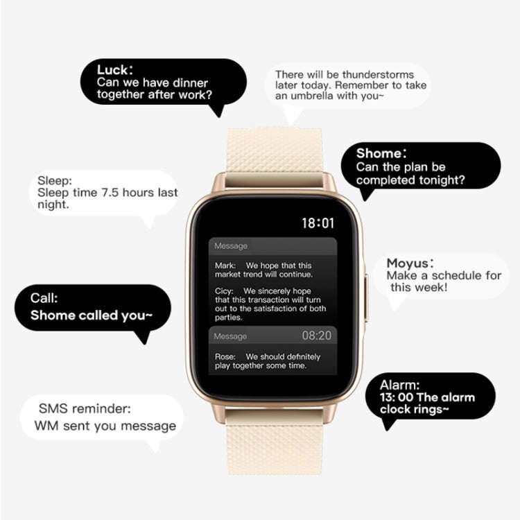 FW02 1.7 Inch Square Screen Silicone Strap Smart Health Watch Supports Heart Rate, Blood Oxygen M...