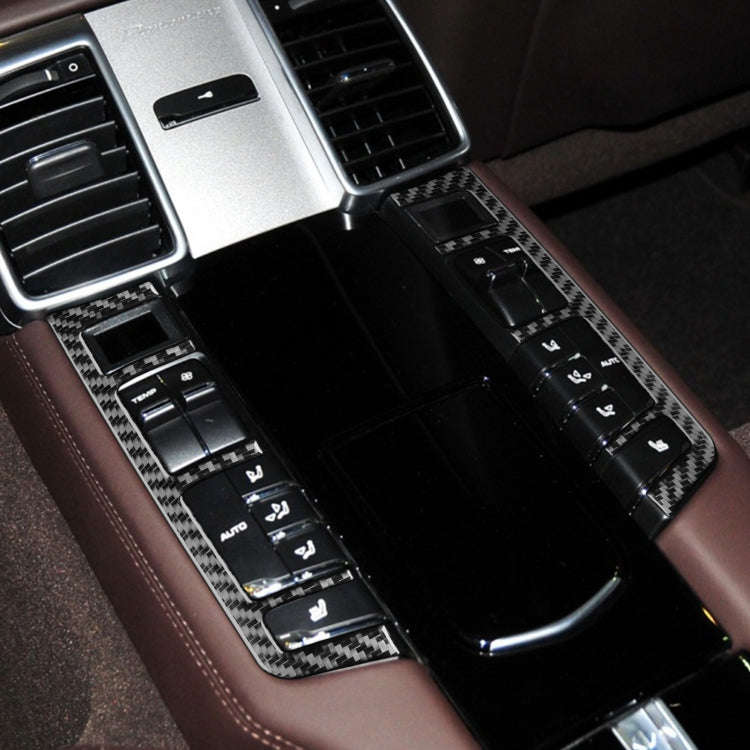 Car Carbon Fiber Rear Row Button Frame Decorative Sticker for Porsche Panamera 2010-2016, Left an...