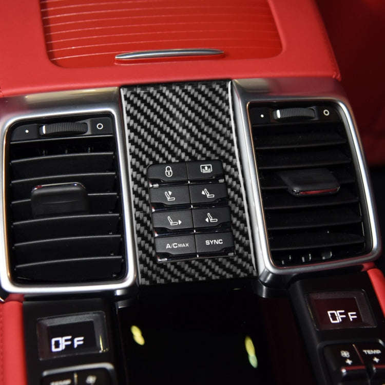 Car Carbon Fiber Rear Seat Adjustment Panel Decorative Sticker for Porsche Panamera 2010-2016, Le...