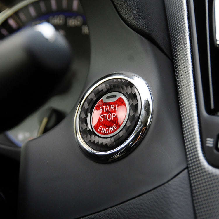 Car Carbon Fiber One-button Start Decorative Sticker for Infiniti Q50 2014-2020 / Q60 / QX60(Blac...