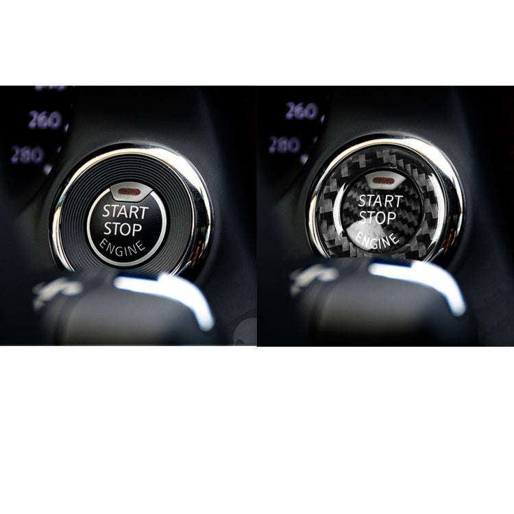 Car Carbon Fiber One-button Start Decorative Sticker for Infiniti Q50 2014-2020 / Q60 / QX60(Black)