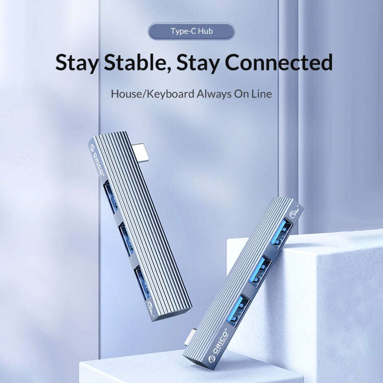 ORICO AH-W13 USB 3.1x1 + USB 2.0x2 to USB-C/Type-C Transmission + Charging Docking Station(Grey)