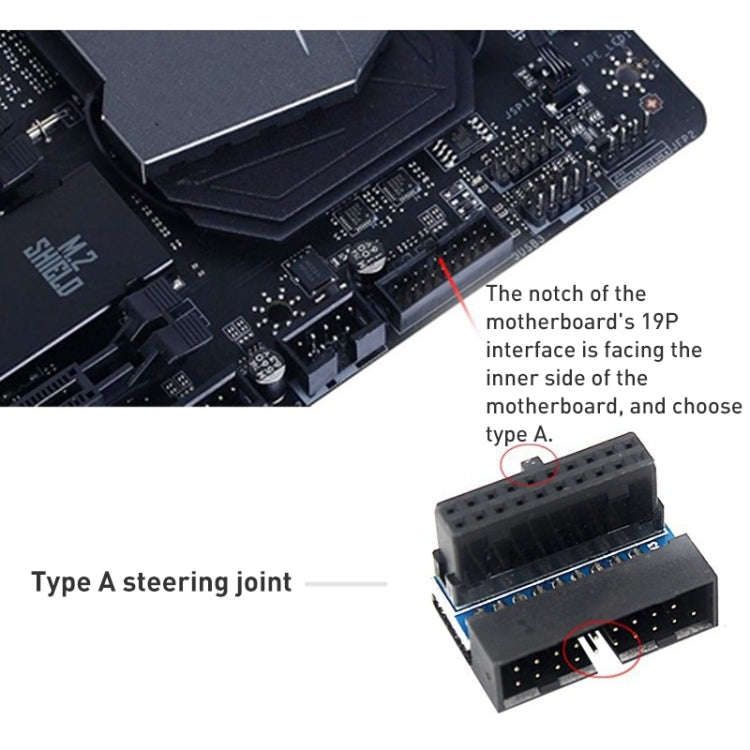 10 PCS 3.0 19P 20P Motherboard Male To Female Extension Adapter, Model: PH19A(Black Blue)