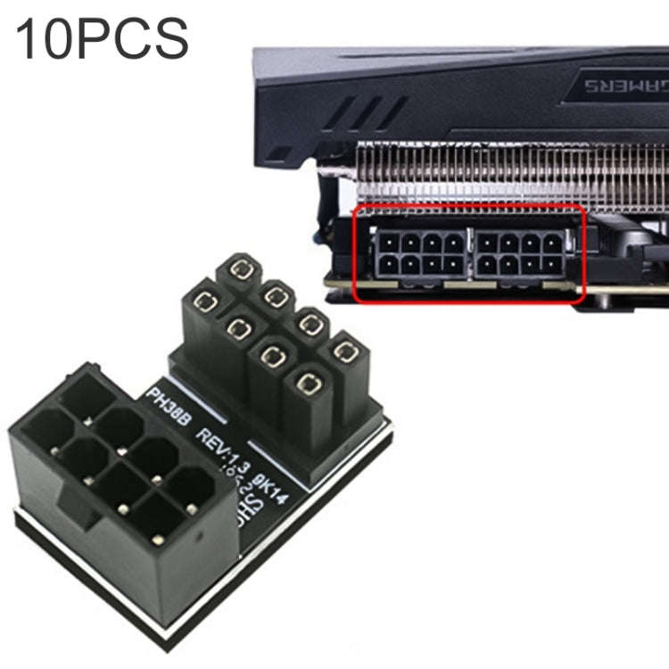 10 PCS ATX 8Pin Female to 8Pin Male 180 Degree Angled Adapter , Model: PH38B