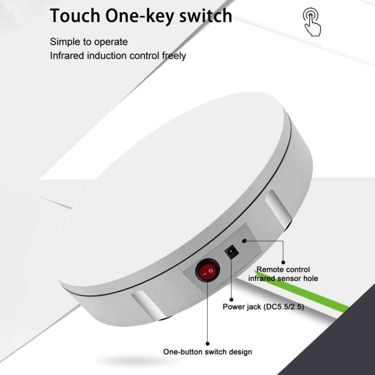 22cm Charging Rotating Display Stand Video Shooting Turntable, Load: 50kg, Power Plug:UK Plug(White)