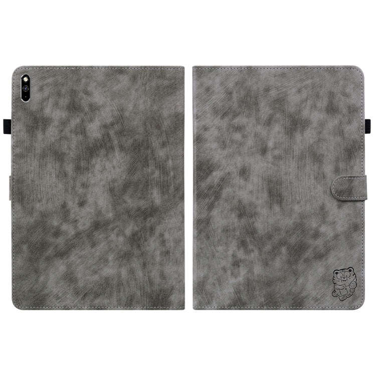 For Huawei MatePad Pro 10.8 2021/2018 Tiger Pattern PU Tablet Case(Grey)