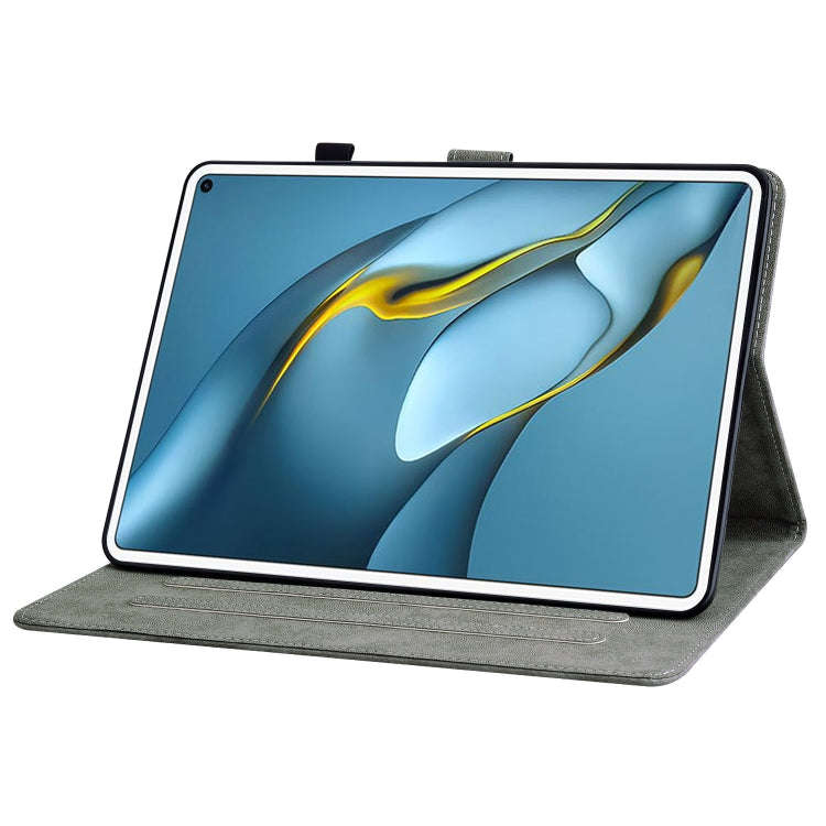 For Huawei MatePad Pro 10.8 2021/2018 Tiger Pattern PU Tablet Case(Grey)
