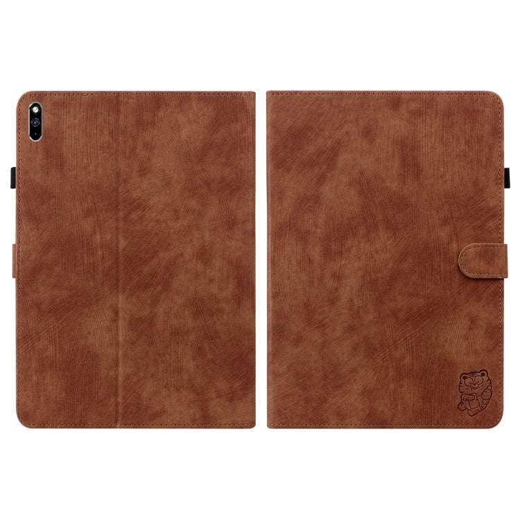 For Huawei MatePad Pro 10.8 2021/2018 Tiger Pattern PU Tablet Case(Brown)