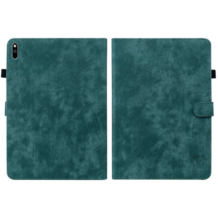 For Huawei MatePad Pro 10.8 2021/2018 Tiger Pattern PU Tablet Case(Dark Green)