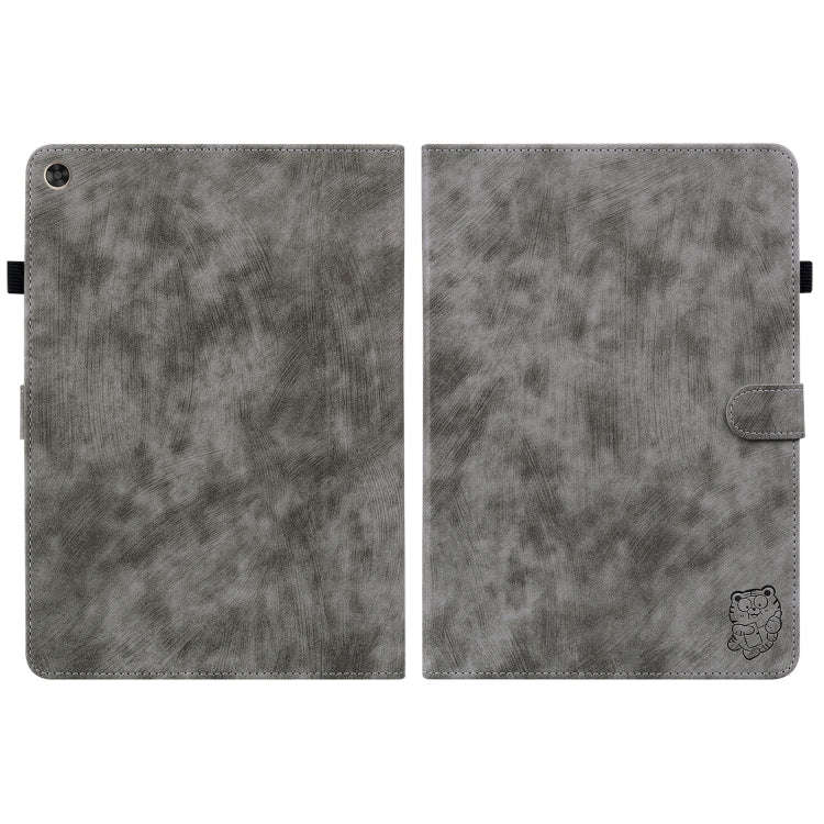 For Huawei MatePad T 10s/Enjoy Tablet 2 Tiger Pattern PU Tablet Case(Grey)