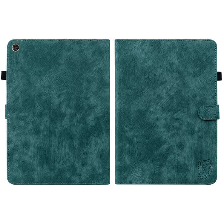 For Huawei MatePad T 10s/Enjoy Tablet 2 Tiger Pattern PU Tablet Case(Dark Green)
