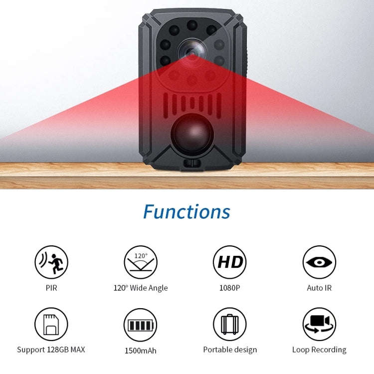 MD31 Mini 1080P HD Camcorder Night Vision PIR Motion Action Micro Camera(Black)
