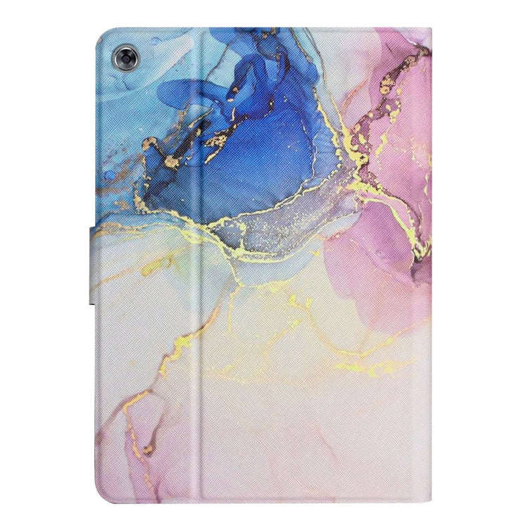 For Huawei MatePad T8 Marble Pattern Leather Tablet Case(Pink Blue)