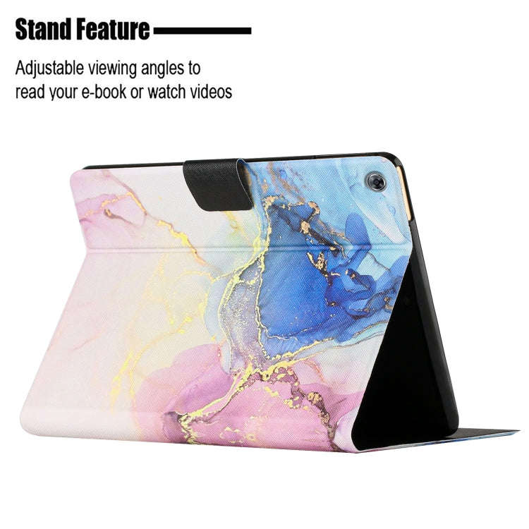 For Huawei MatePad T8 Marble Pattern Leather Tablet Case(Pink Blue)