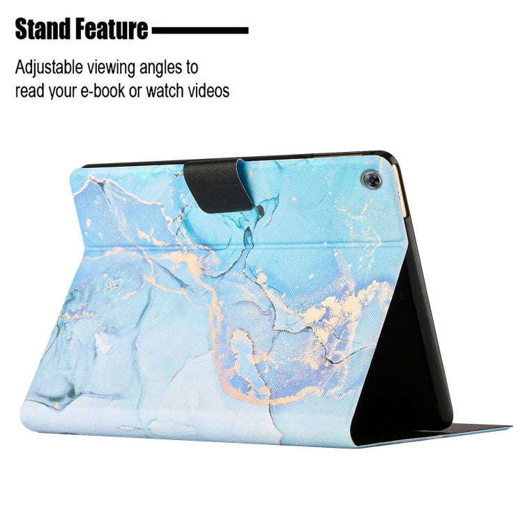 For Huawei MatePad T8 Marble Pattern Leather Tablet Case(Blue)