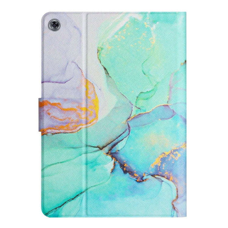 For Huawei MatePad T10s Marble Pattern Leather Tablet Case(Green)