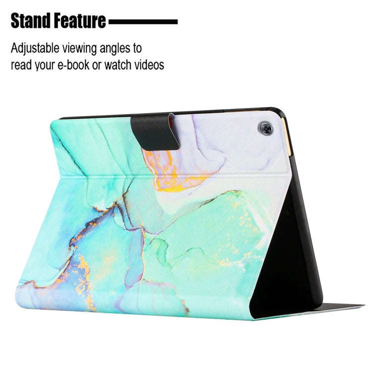 For Huawei MatePad T10s Marble Pattern Leather Tablet Case(Green)