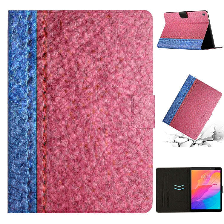 For Huawei MatePad T8 Stitching Solid Color Leather Tablet Case(Rose Red)