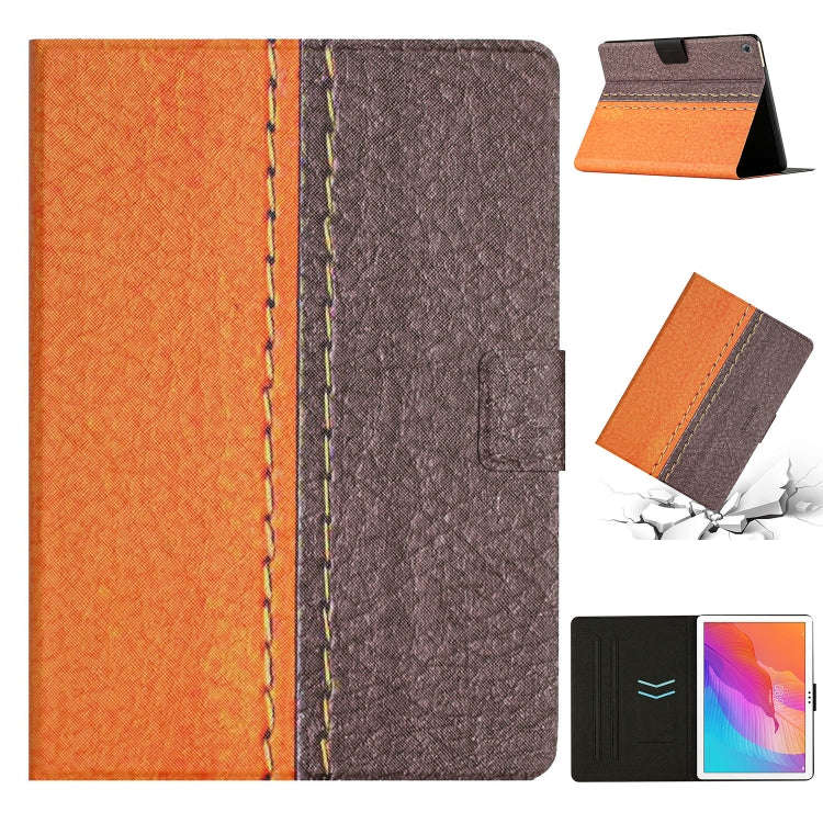For Huawei MatePad T10s Stitching Solid Color Leather Tablet Case(Orange)