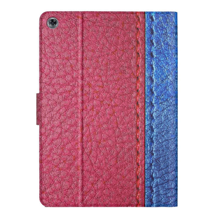 For Huawei MatePad T10s Stitching Solid Color Leather Tablet Case(Rose Red)