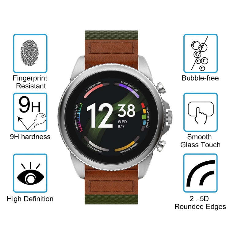 50 PCS 0.26mm 2.5D 9H Tempered Glass Film Watch Screen Protector For Fossil Gen 6