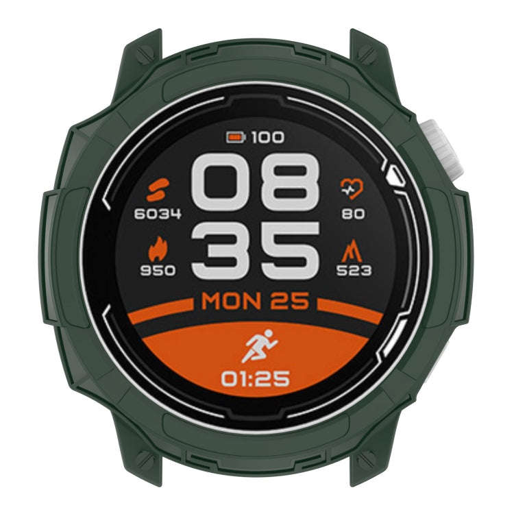 For COROS Pace 2 Armor Hollow TPU Watch Case(Olive Green)