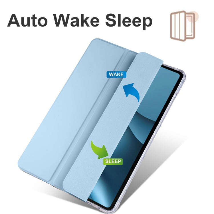 For Huawei MatePad 10.4 3-folding Transparent TPU Smart Leather Tablet Case(Ice Blue)