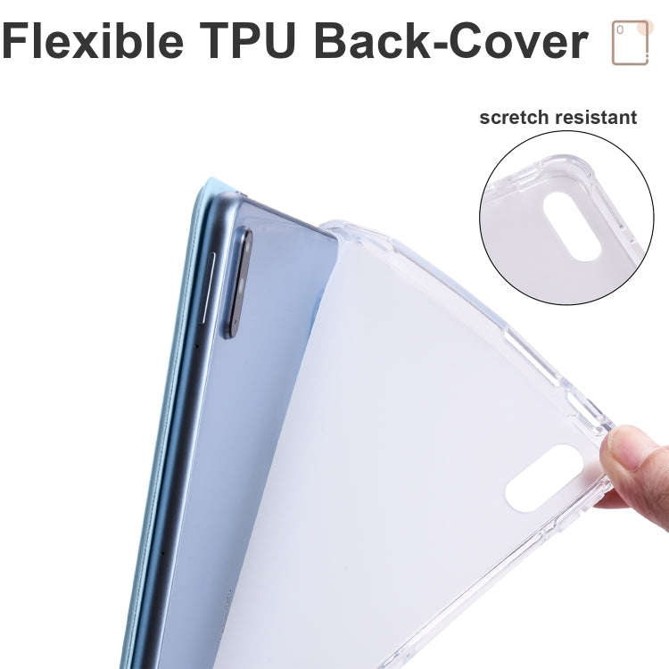For Huawei MatePad 10.4 3-folding Transparent TPU Smart Leather Tablet Case(Ice Blue)