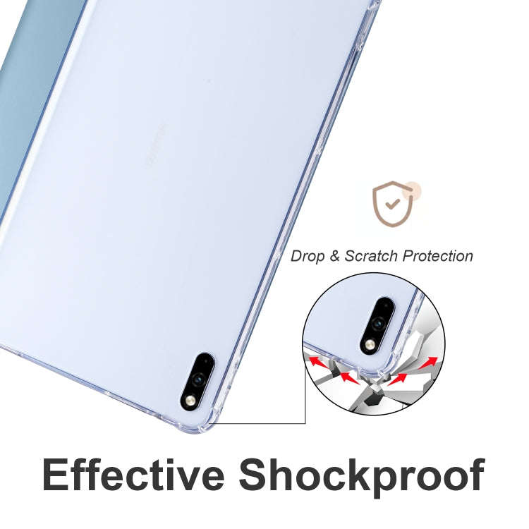 For Huawei MatePad 10.4 3-folding Transparent TPU Smart Leather Tablet Case(Ice Blue)