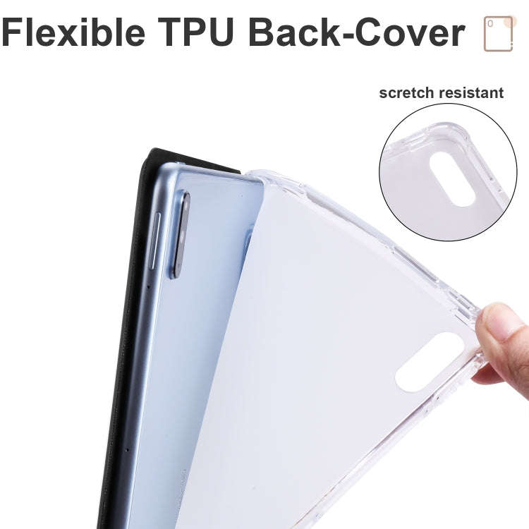 For Huawei MatePad 10.4 3-folding Transparent TPU Smart Leather Tablet Case(Black)