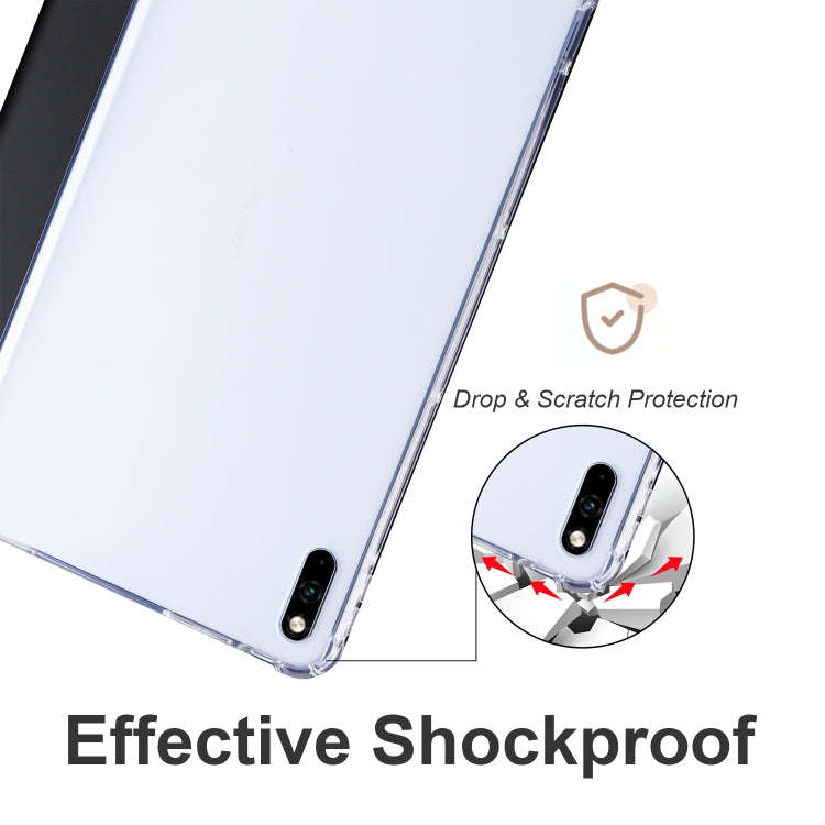 For Huawei MatePad 10.4 3-folding Transparent TPU Smart Leather Tablet Case(Black)