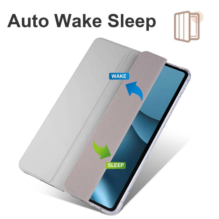 For Huawei MatePad 10.4 3-folding Transparent TPU Smart Leather Tablet Case(Grey)
