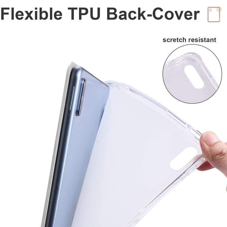 For Huawei MatePad 10.4 3-folding Transparent TPU Smart Leather Tablet Case(Grey)