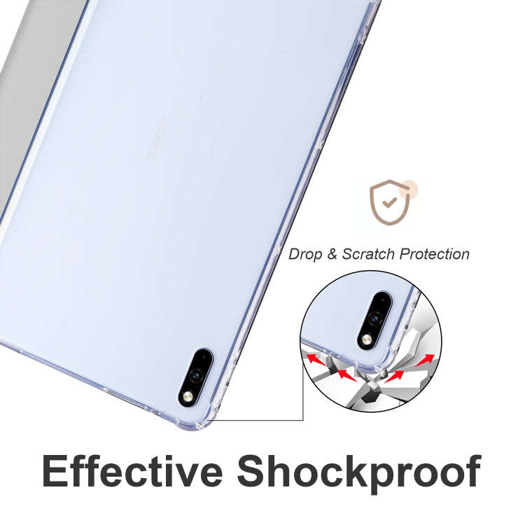 For Huawei MatePad 10.4 3-folding Transparent TPU Smart Leather Tablet Case(Grey)
