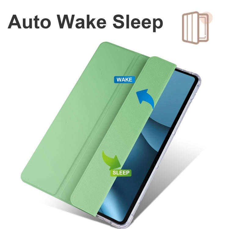 For Huawei MatePad 10.4 3-folding Transparent TPU Smart Leather Tablet Case(Matcha Green)