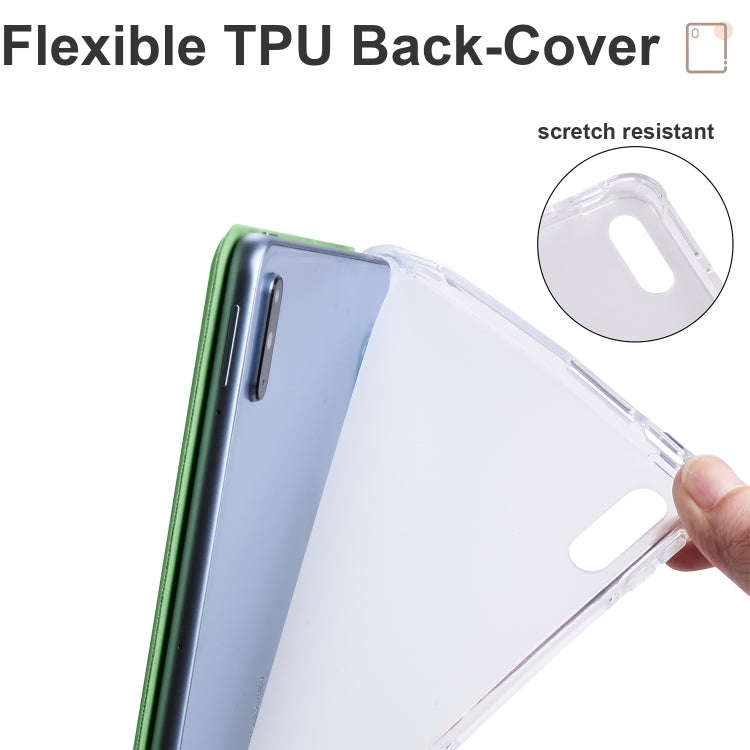 For Huawei MatePad 10.4 3-folding Transparent TPU Smart Leather Tablet Case(Matcha Green)