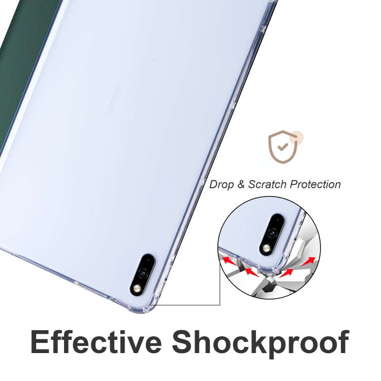 For Huawei MatePad 10.4 3-folding Transparent TPU Smart Leather Tablet Case(Pine Needle Green)