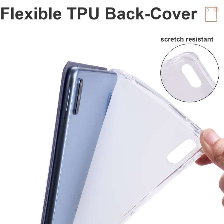 For Huawei MatePad 10.4 3-folding Transparent TPU Smart Leather Tablet Case(Purple)