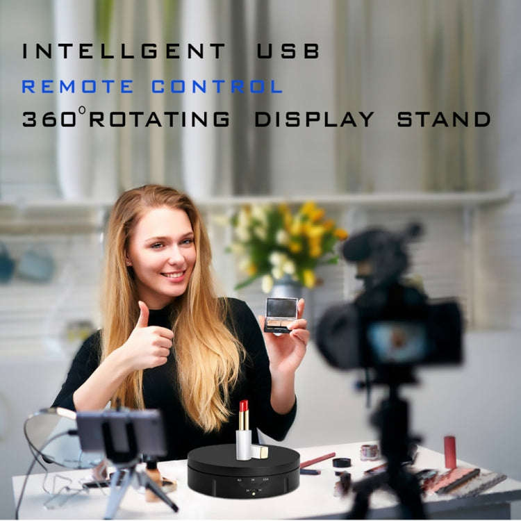 14.6cm Remote USB Electric Rotating Turntable Display Stand, Load: 10kg(Black)