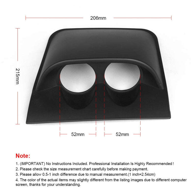 Car 52mm 2 Holes Dash Gauge Meter Pod Mount Holder, Style:Carbon Fiber