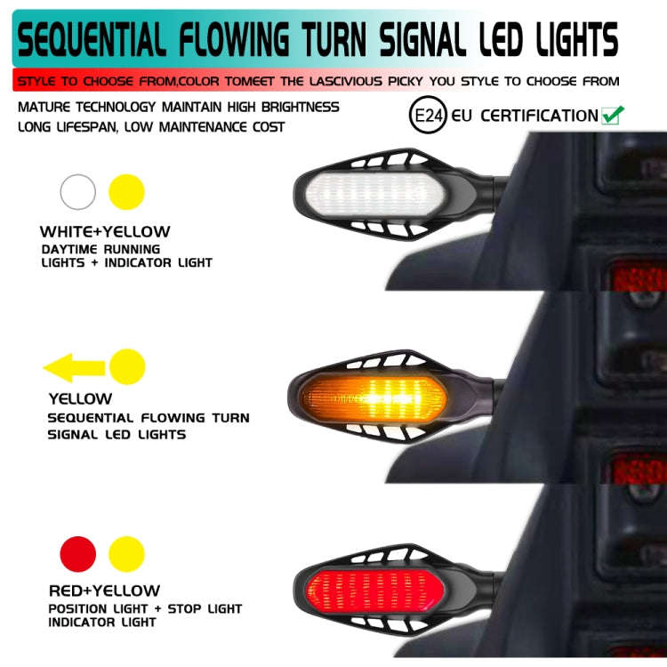 4 PCS Modified Motorcycle 16LEDs Brake Turn Tail Light, Transparent Shell(Red Light + Yellow Light)