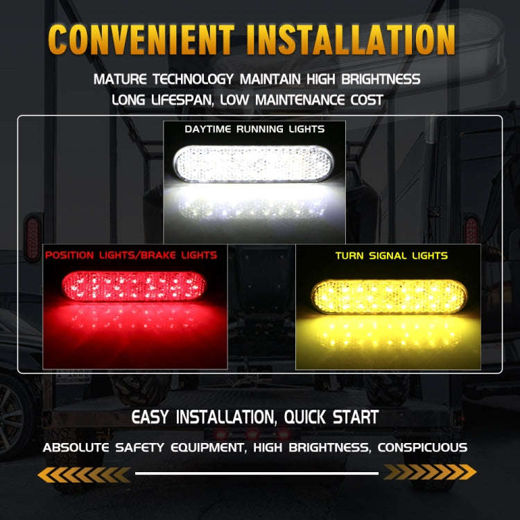 2 PCS 24LED Reflector Brake Light Turn Signal Light(Yellow Shell Yellow Light)