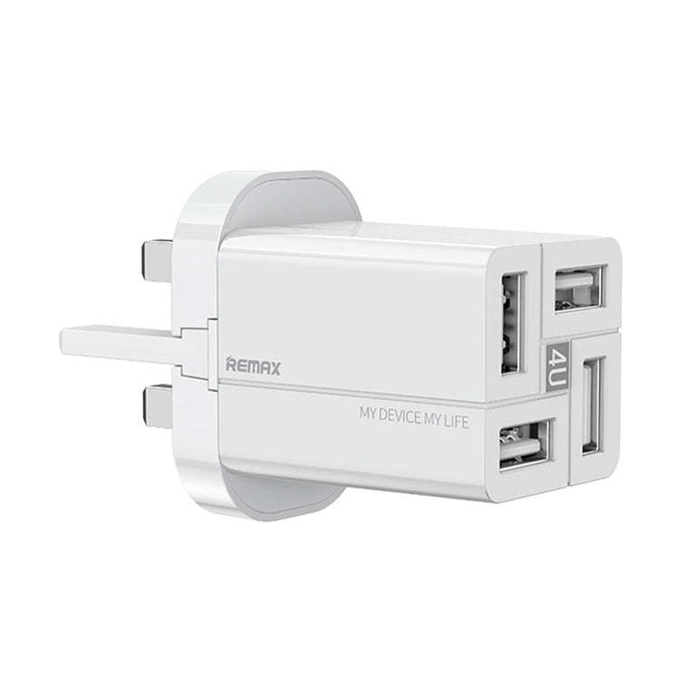 REMAX RP-U43 3.4A 4 USB Port Fast Charger, Specification:UK Plug(White)