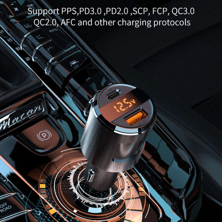 SC01 65W QC3.0 + PD Dual Ports Car Charger with Voltage Display(Black)
